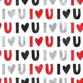 (small scale) I love you - multi - valentines love - red black grey - LAD19BS