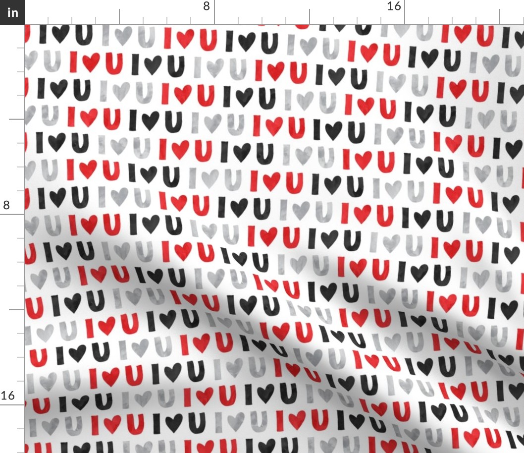 (small scale) I love you - multi - valentines love - red black grey - LAD19BS