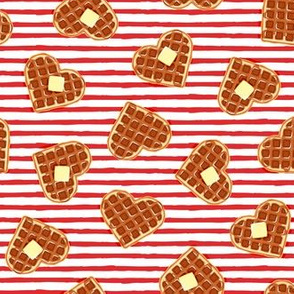 (small scale) heart shaped waffles - red stripes - valentines food - LAD19BS