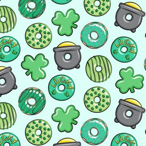 (1.5" scale) Saint Patricks Day Donuts - green on mint C19BS