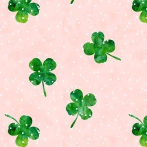 (1.5" scale) four leaf clovers - pink scatter dot - LAD19BS