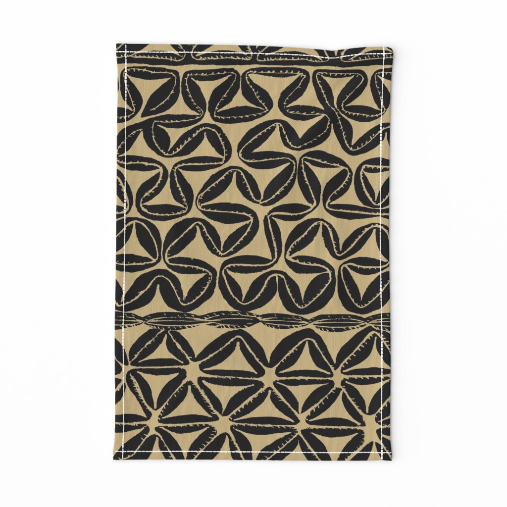 South Seas Tribal Tapa - Tan Black