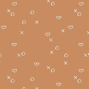 xoxo love sweet hearts and kisses minimal valentine print for lovers wedding and nursery cinnamon brown neutral