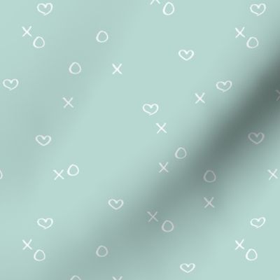 xoxo love sweet hearts and kisses minimal valentine print for lovers wedding and nursery soft mint boys