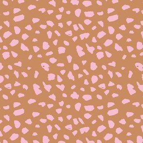 Animal print love brush spots and ink dots hand drawn modern cheetah dalmatian fur  pattern Scandinavian style cinnamon brown pink