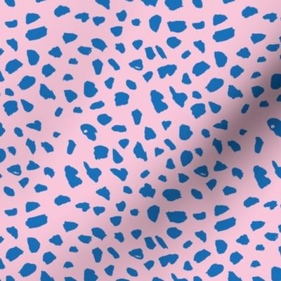 Animal print love brush spots and ink dots hand drawn modern cheetah dalmatian fur  pattern Scandinavian style pink blue