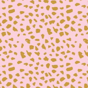 Animal print love brush spots and ink dots hand drawn modern cheetah dalmatian fur  pattern Scandinavian style ochre yellow pink