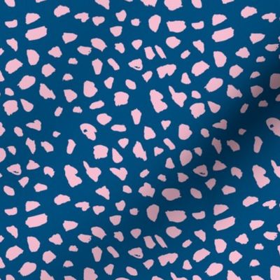 Animal print love brush spots and ink dots hand drawn modern cheetah dalmatian fur  pattern Scandinavian style classic blue pink