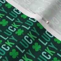 (small scale) Lucky - four leaf clover - multi on dark green - St. Patricks Day - LAD19BS