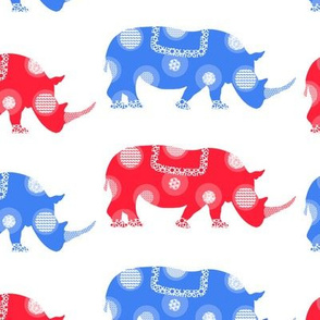 Blue and red rhinos 