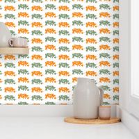 Orange and green rhinos pattern