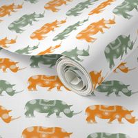 Orange and green rhinos pattern