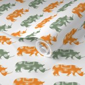 Orange and green rhinos pattern