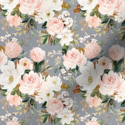 5" Vintage Magnolia Florals // Gray Chateau