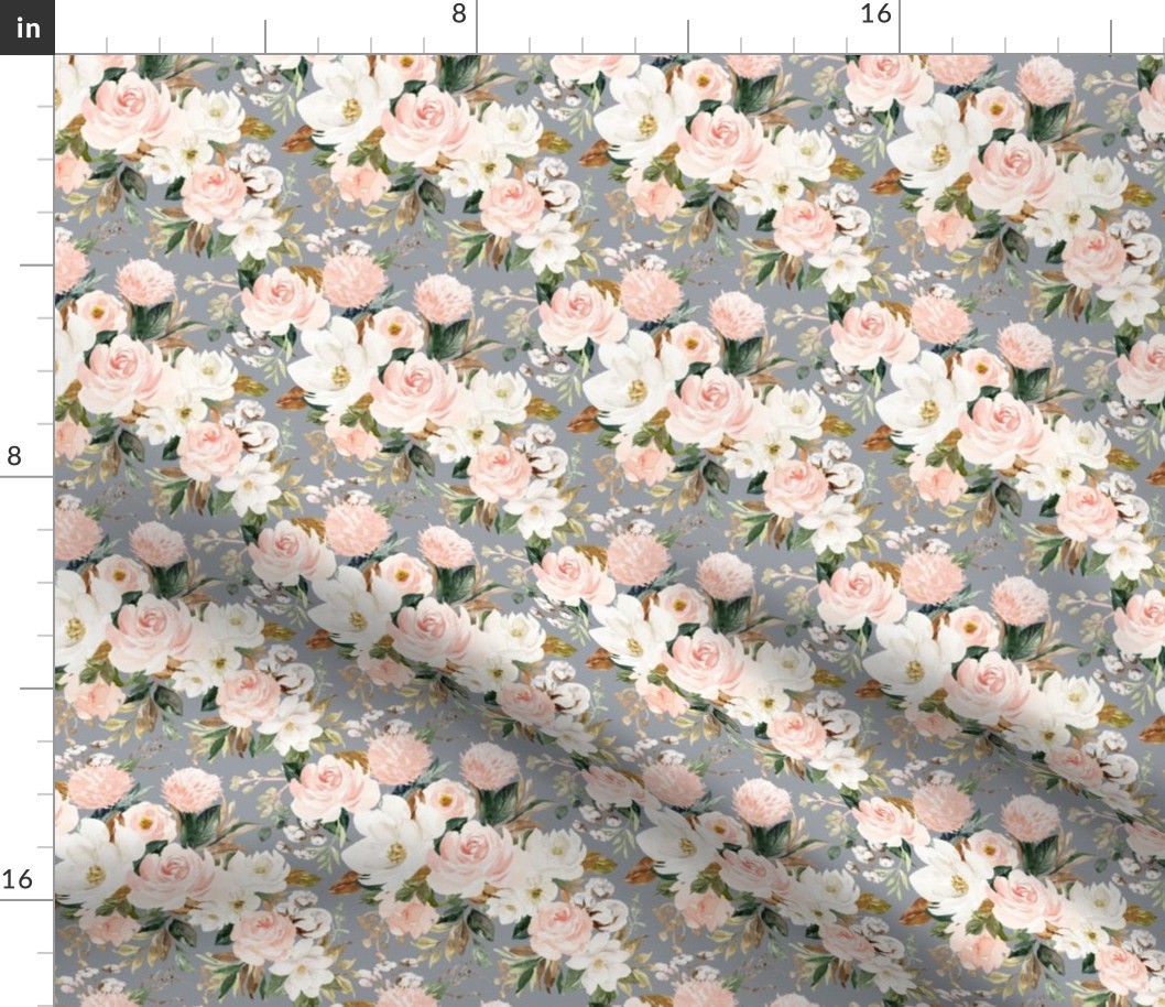 5" Vintage Magnolia Florals // Gray Chateau