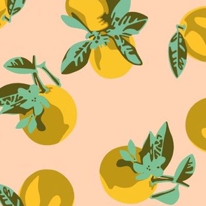 ZESTY pop art citrus - orange blossoms in mustard and blush