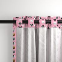 SMALL - frenchie dog pink faces cute dog head for girls fabric french bulldogs fabric girly design for french bulldog owners