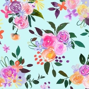Prismatic Blooms Watercolor // Mint