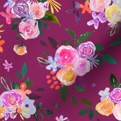 Prismatic Blooms Watercolor // Raspberry  