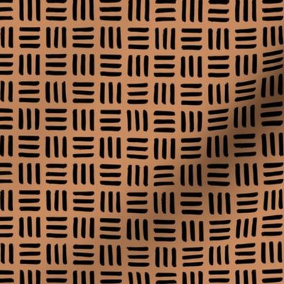 Little abstract mudcloth minimal checkered plaid design Scandinavian style cinnamon brown black