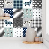 border collie cheater quilt - black, white tan, merle border collie, dog cheater quilt