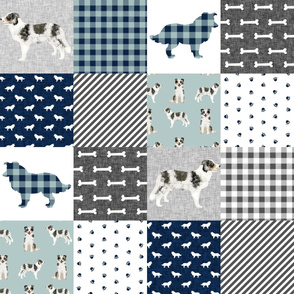 border collie cheater quilt - black, white tan, merle border collie, dog cheater quilt