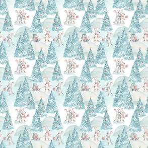 6" Winter Fun with little Mice - Hand drawn watercolor woodland pattern 