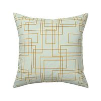 Mid century golden art deco style minimal geometric gold strokes and lines on mint