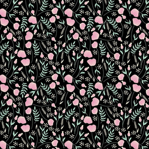 Modern Romance Pink & Black & Green Floral