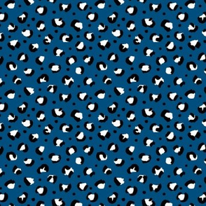 Trendy leopard print animals fur modern Scandinavian style raw brush  abstract classic blue black white winter