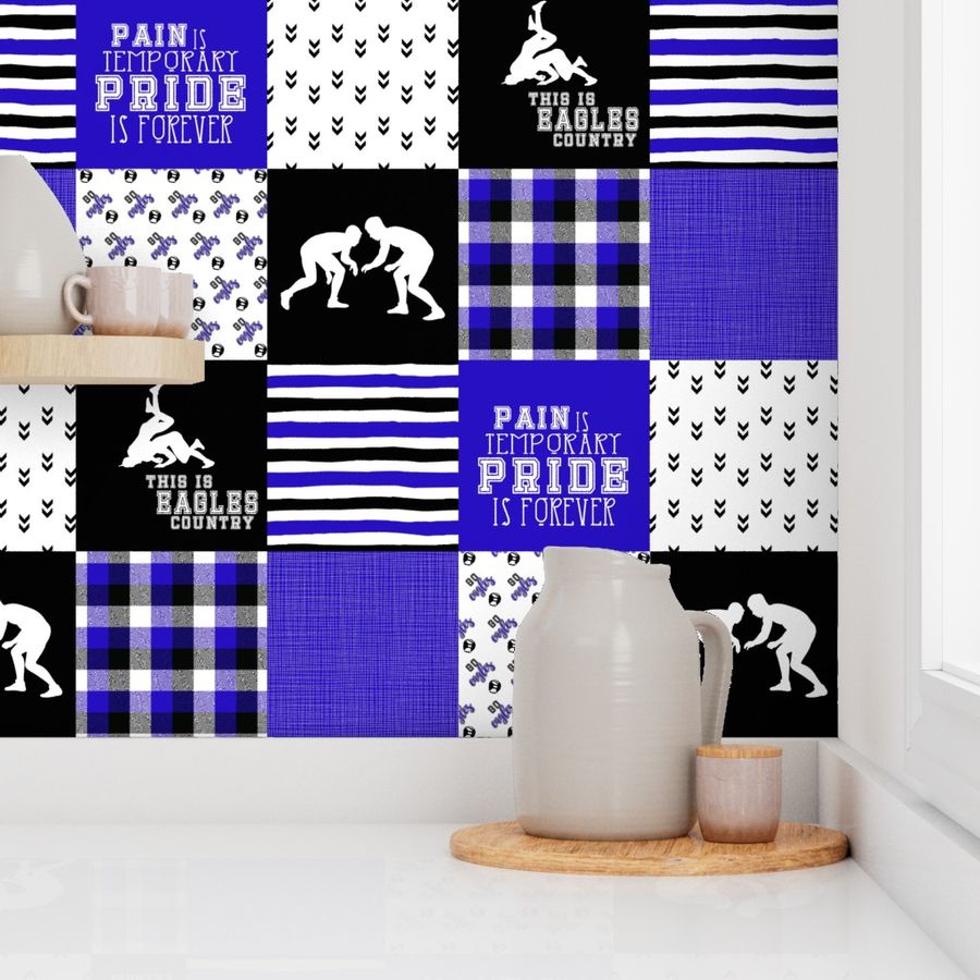 Wrestling//Eagles - Wholecloth Cheater Quilt