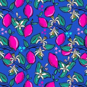 pink popart lemons with stars