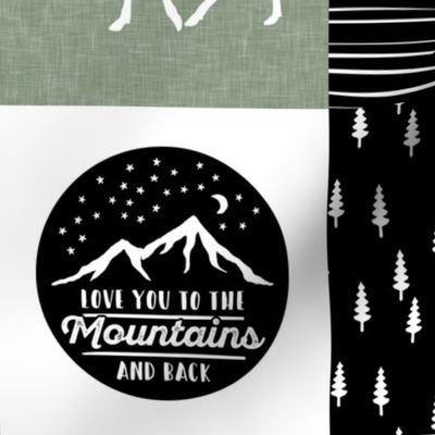 ADVENTURE - I love you to the mountains and back - Happy Camper || Wholecloth Quilt Top - Sage  C19BS