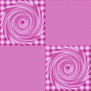 HCF33  -  Cheater Quilt - Hurricane on Checkered Fields in Peppermint Pink