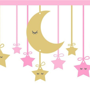 Pink Gold Moon Stars Baby Girl Nursery
