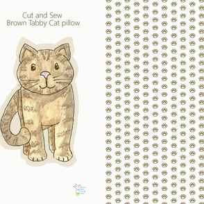 Cut and Sew Tabby Cat Pillow with Pawprint Pattern