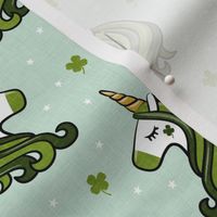 St Patricks Unicorn - st patty's day unicorns - dark green on mint - LAD19