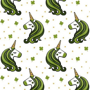 St Patricks Unicorn - st patty's day unicorns - dark green on white - LAD19