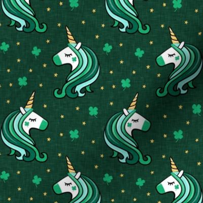 St Patricks Unicorn - st patty's day unicorns - dark green - LAD19