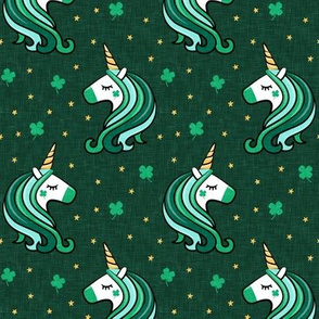 St Patricks Unicorn - st patty's day unicorns - dark green - LAD19
