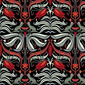 ART GRENOUILLE NOUVEAU - REDS AND GRAYS ON BLACK