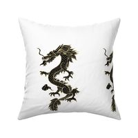 Black and Gold Chinese Dragon on White