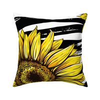 Modern Black Inked Sunflowers