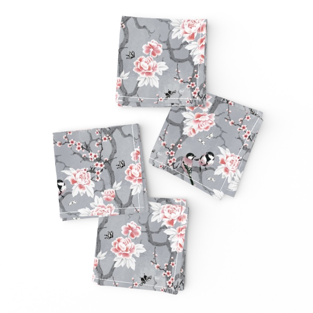 Chinoiserie birds grey small scale