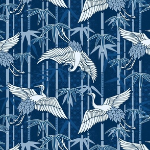 Cranes and bamboo