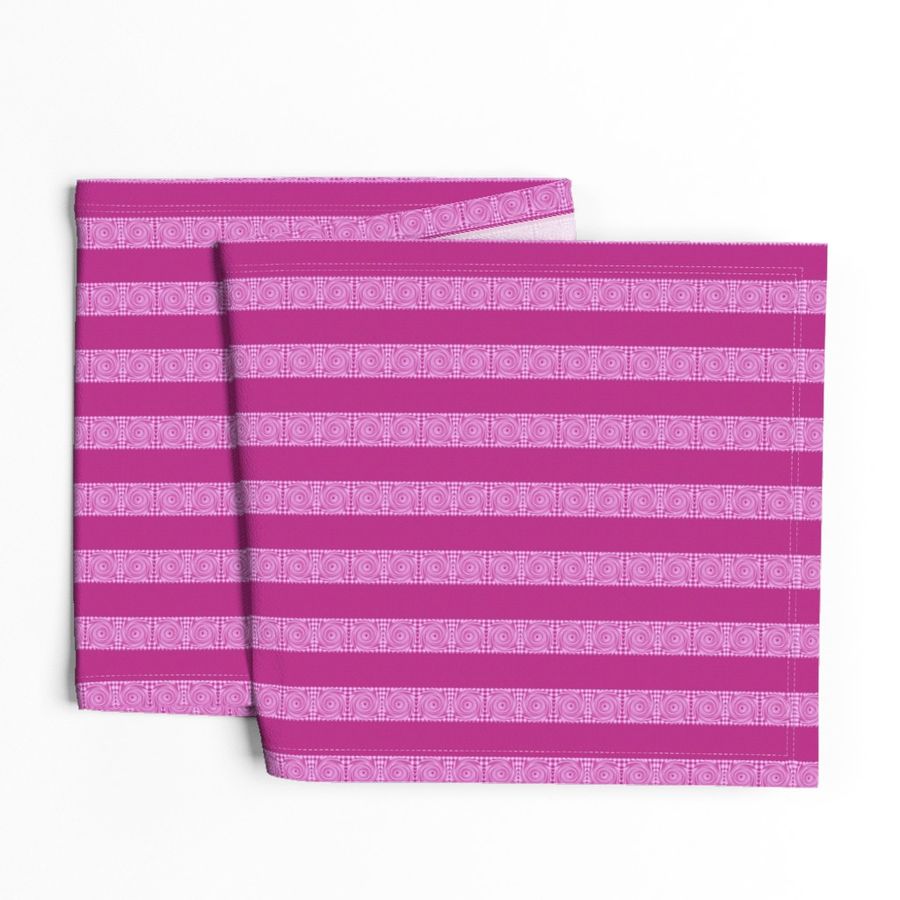 HCF33 - Novelty Weather Stripe Alternating Magenta Pink Sandstone Stripes with Pink Hurricanes on a Checkered Field 