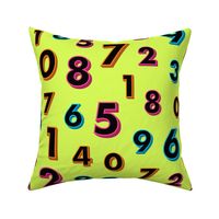 Numbers 3D neon colors yellow