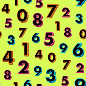 Numbers 3D neon colors yellow