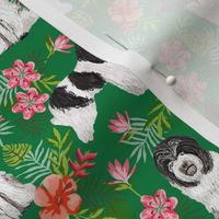 schapendoes hawaiian print - tropical dog print, hawaiian print fabric - green