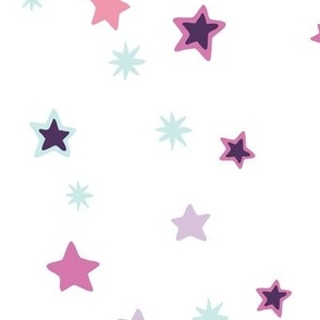 Hand Drawn Pink & Purple Stars 13"